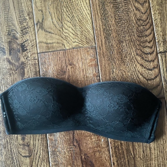 PINK By VS Black Lace Strapless Bra Size S/P - Picture 1 of 5